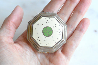 Antique 1928 Richard Hudnut Le Debut Green Compact 2"x2" Mirror & Rouge Block