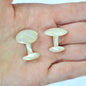 Antique 1890s Mismatched Solid Mother of Pearl Cufflinks, Carved Swoop 1" Lot