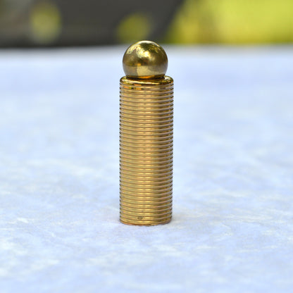 Vintage 1950s Harriet Hubbard Ayer Perfume Stick Case, Ribbed Brass Ball Finial