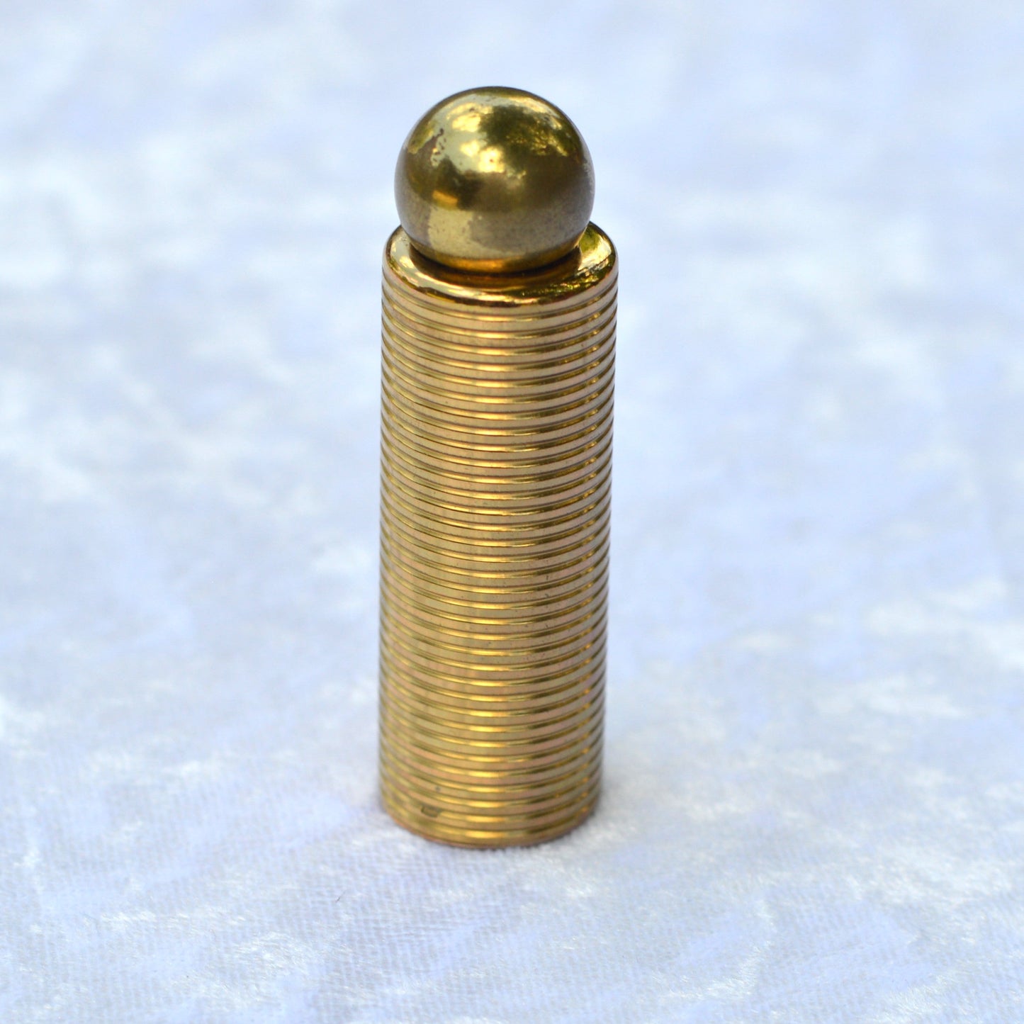 Vintage 1950s Harriet Hubbard Ayer Perfume Stick Case, Ribbed Brass Ball Finial