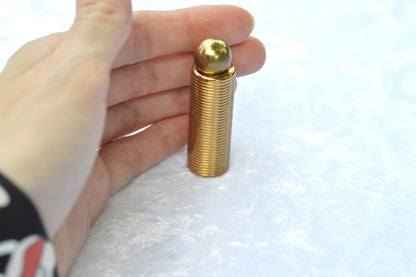 Vintage 1950s Harriet Hubbard Ayer Perfume Stick Case, Ribbed Brass Ball Finial