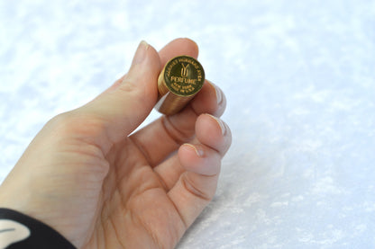Vintage 1950s Harriet Hubbard Ayer Perfume Stick Case, Ribbed Brass Ball Finial