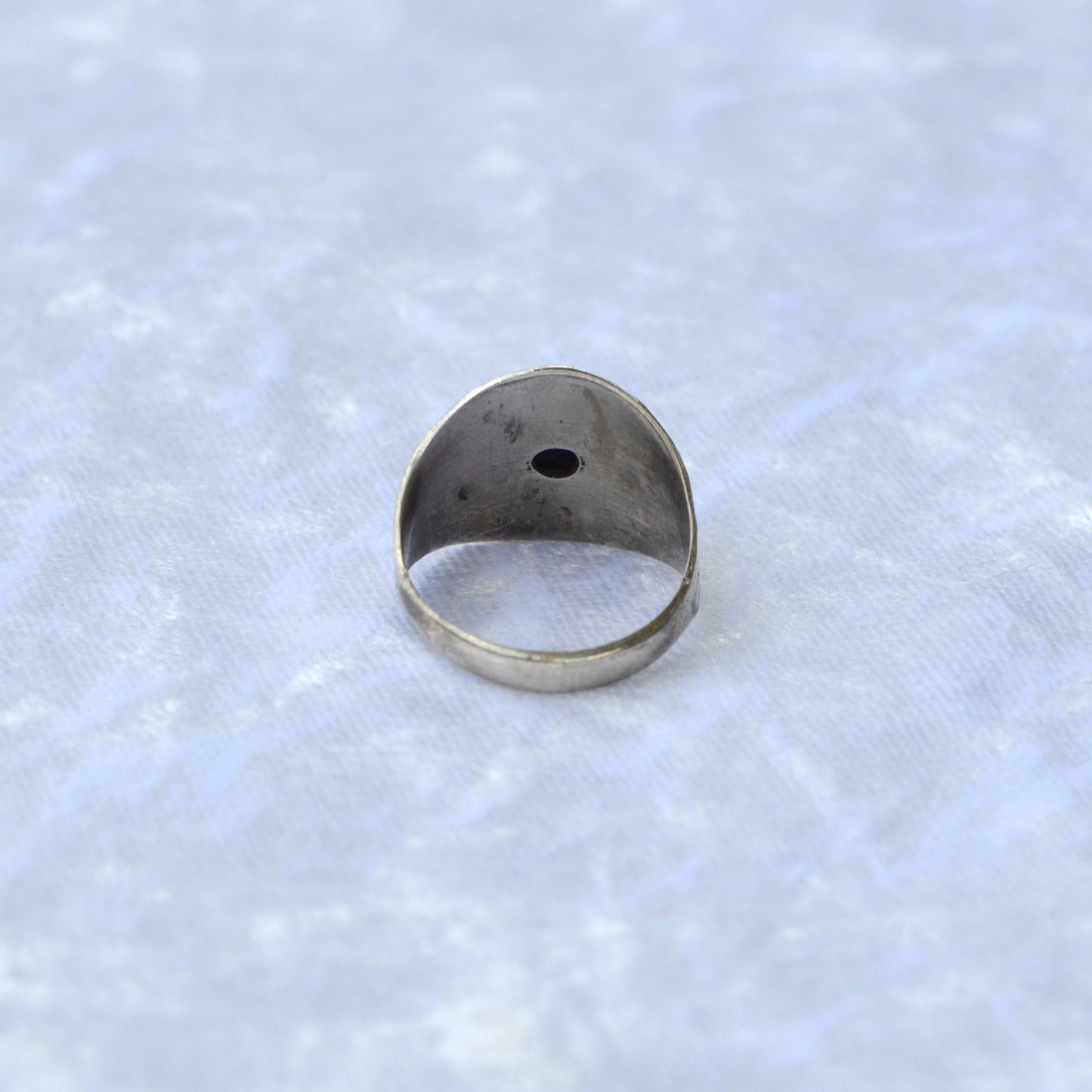 Vintage Sterling Silver Blue Sapphire Medallion Cocktail Ring Size 7 Two Tone 925