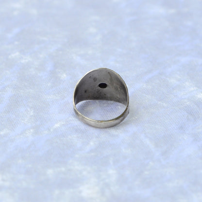 Vintage Sterling Silver Blue Sapphire Medallion Cocktail Ring Size 7 Two Tone 925