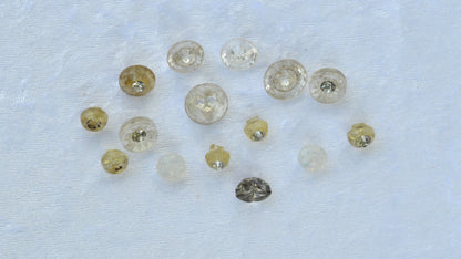 Vintage Rhinestone Clear Glass Button Lot, 1930s Self-Shank Blouse 15pc Set