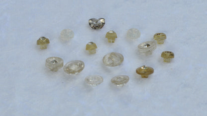 Vintage Rhinestone Clear Glass Button Lot, 1930s Self-Shank Blouse 15pc Set