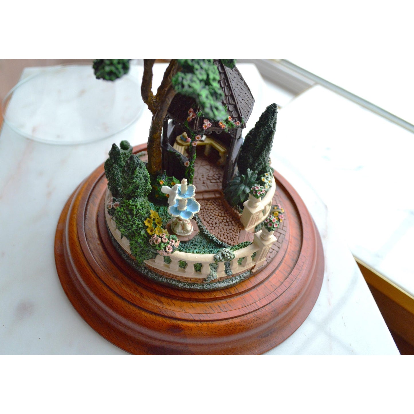 Princess Victoria's Dream Garden Porcelain Miniature Sculpture Under a Glass Dome by Barry Shiraishi