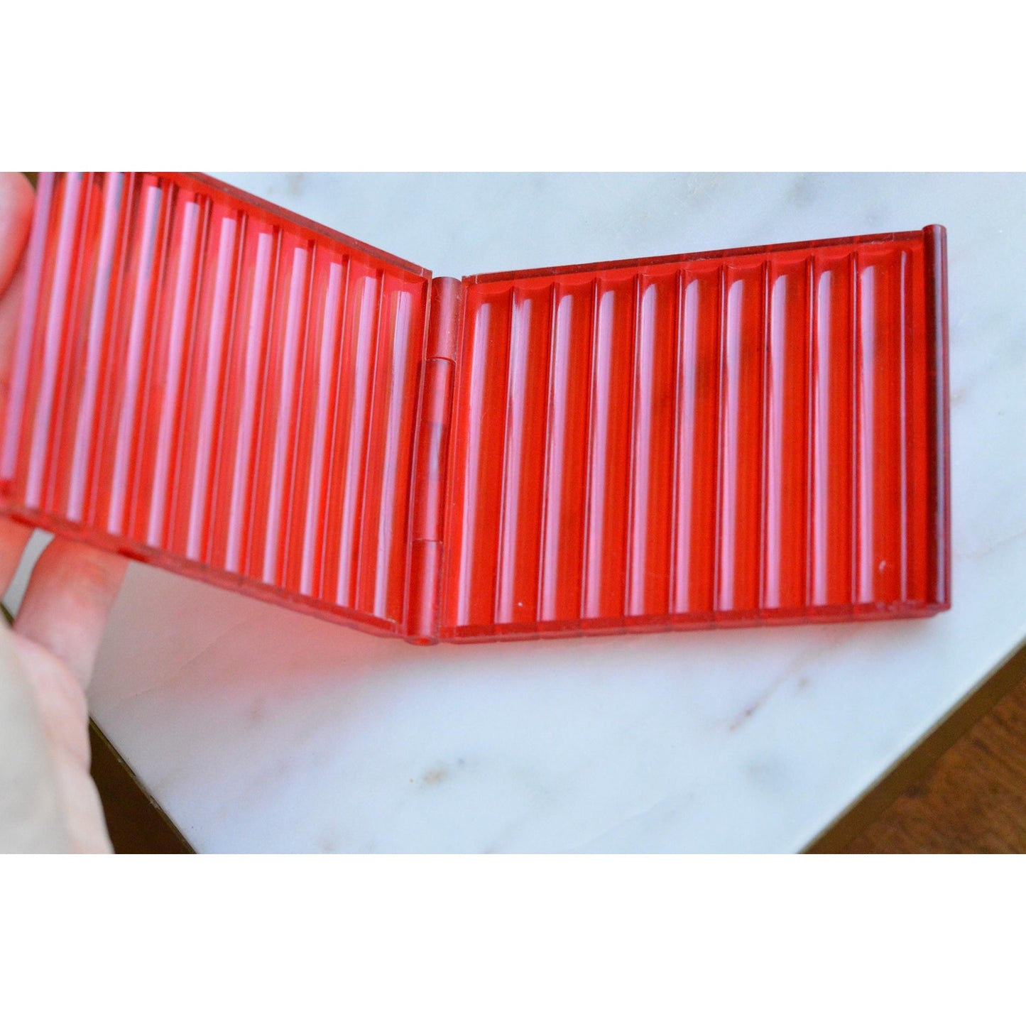 Vintage 1950s Vuedex Acrylic Cigarette Case Lot As-Is, Red Orange Card Holder