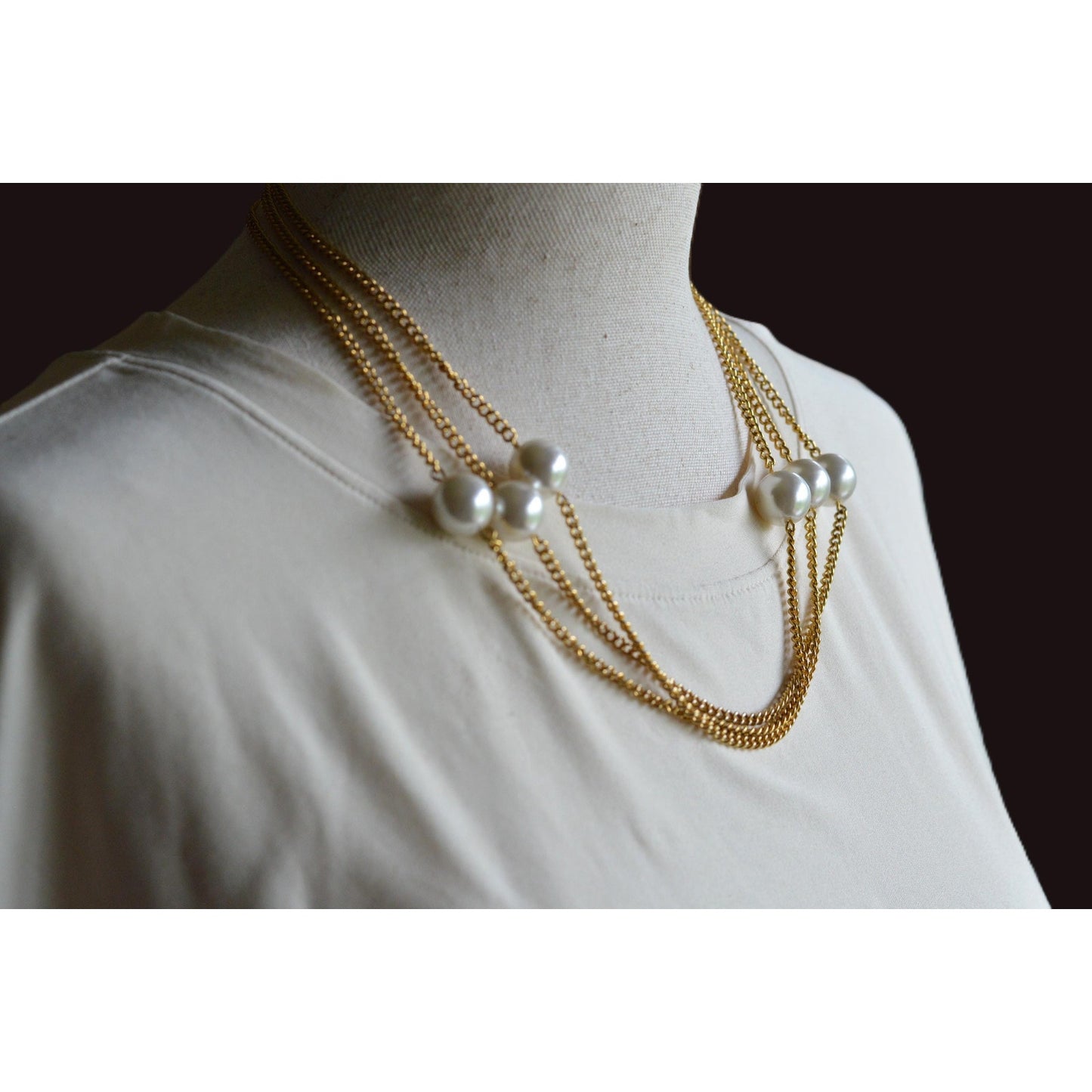Vintage 1980s Extra Long 60" Faux Pearl Station Opera Sautoir Flapper Necklace