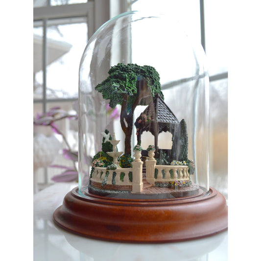 Princess Victoria's Dream Garden Porcelain Miniature Sculpture Under a Glass Dome by Barry Shiraishi