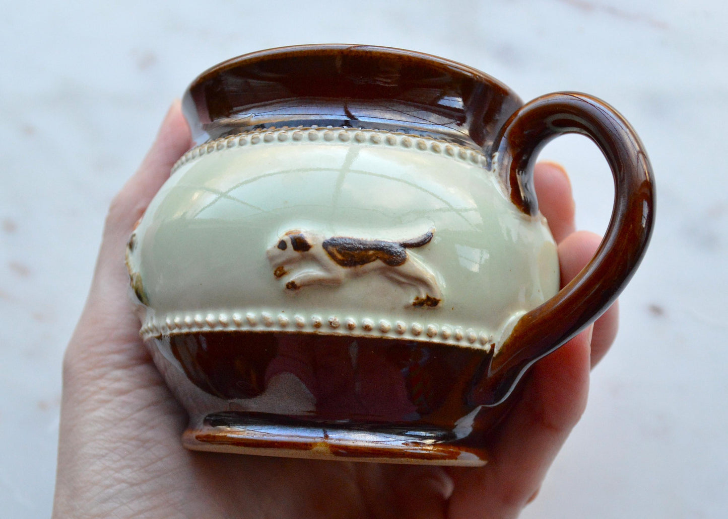 Vintage English Bourne Denby (Derby) Hunting Scene Creamer