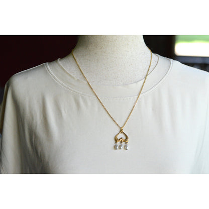 OOAK Handmade Upcycled Vintage Earring Lavalier Necklace, Teardrop Pearl 20"