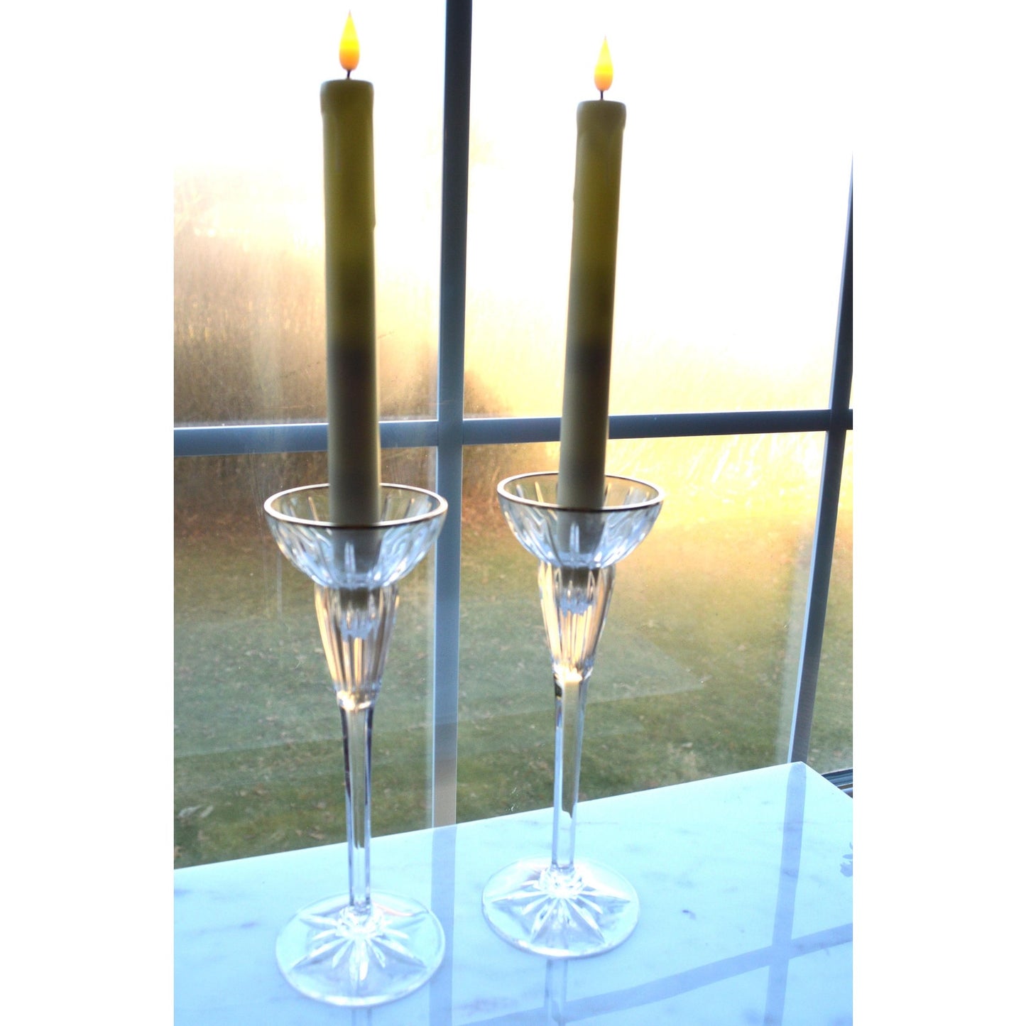 Vintage Mikasa Crystal Golden Tiara Candlesticks
