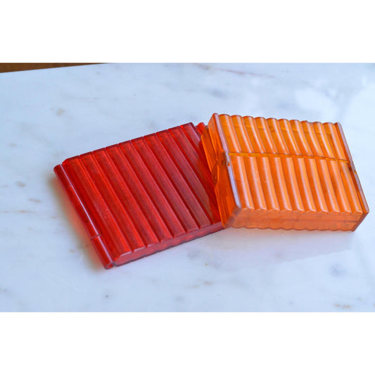 Vintage 1950s Vuedex Acrylic Cigarette Case Lot As-Is, Red Orange Card Holder