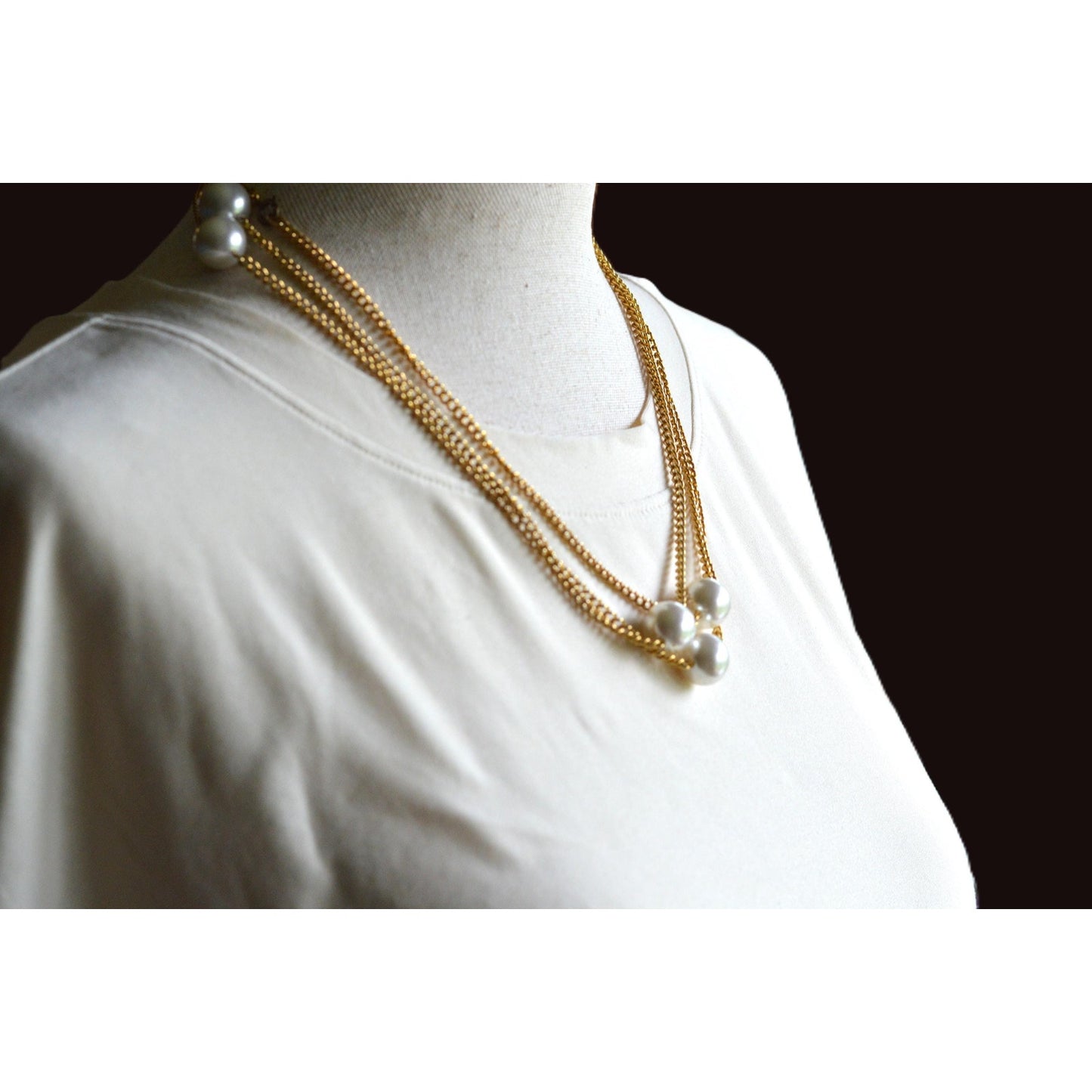 Vintage 1980s Extra Long 60" Faux Pearl Station Opera Sautoir Flapper Necklace