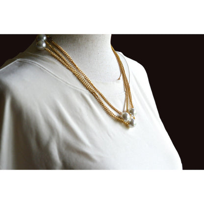 Vintage 1980s Extra Long 60" Faux Pearl Station Opera Sautoir Flapper Necklace