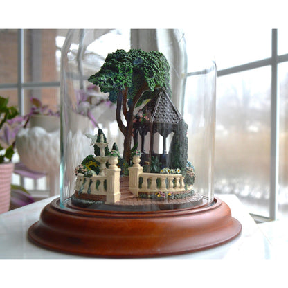 Princess Victoria's Dream Garden Porcelain Miniature Sculpture Under a Glass Dome by Barry Shiraishi