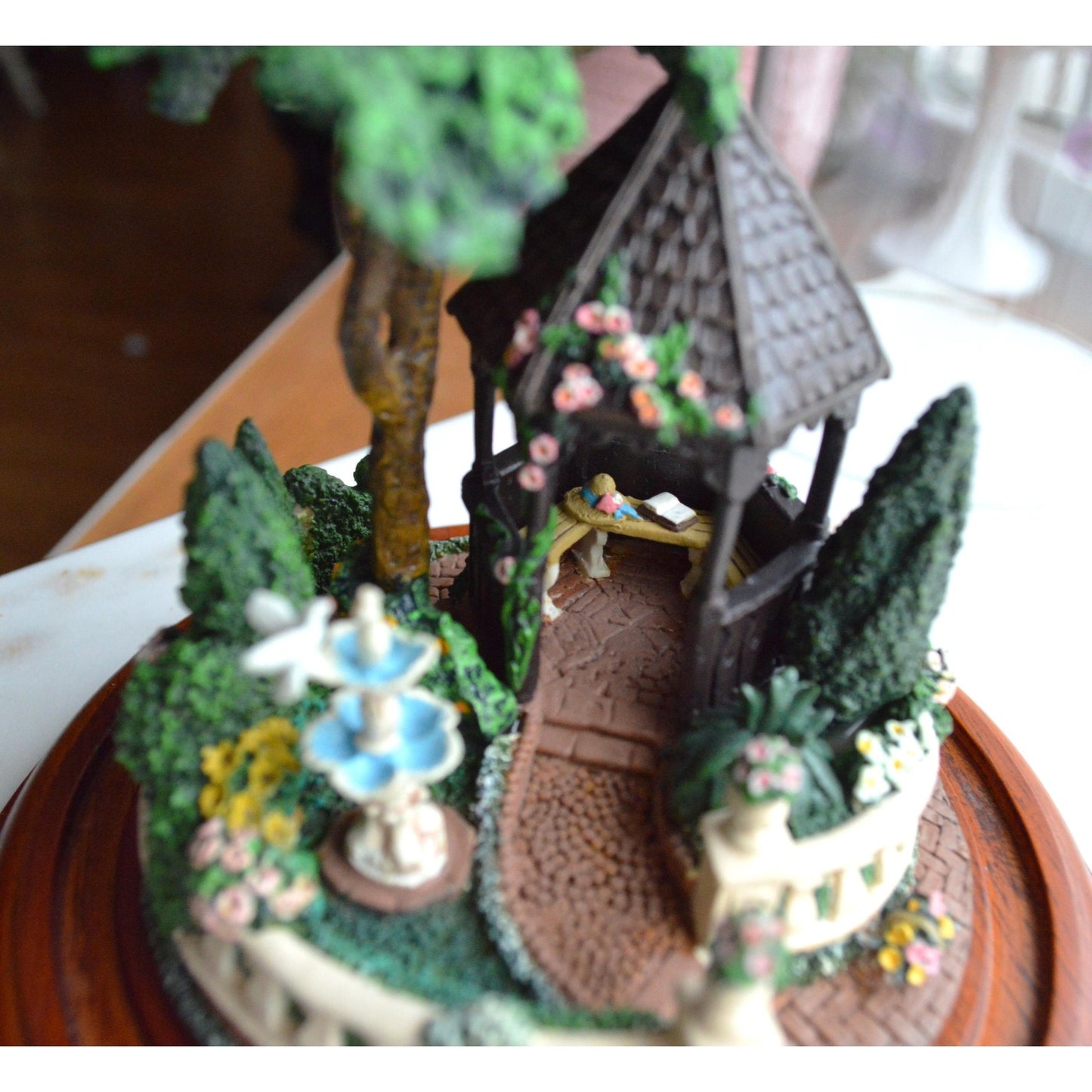 Princess Victoria's Dream Garden Porcelain Miniature Sculpture Under a Glass Dome by Barry Shiraishi
