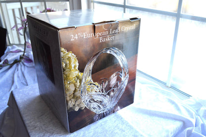 Vintage Cut Lead Crystal Tulip Flower Bowl Basket