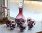 Vintage Art Deco Farber Brothers Krome Kraft Decanter Set in Amethyst Glass