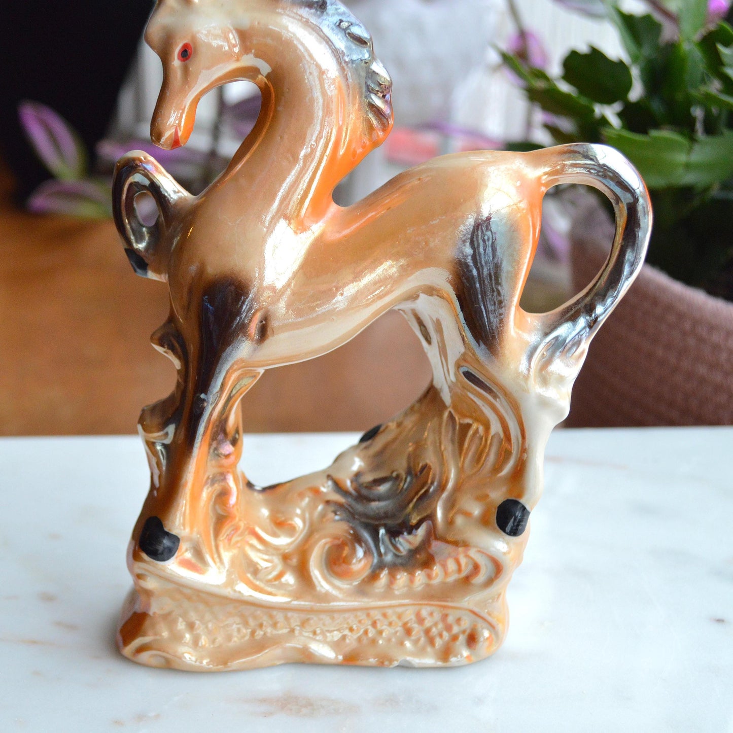 Vintage Mid-Century Lusterware Prancing Horse Figurine