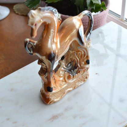 Vintage Mid-Century Lusterware Prancing Horse Figurine