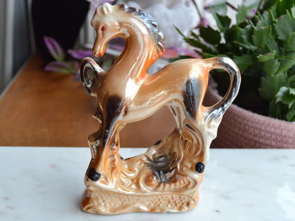 Vintage Mid-Century Lusterware Prancing Horse Figurine