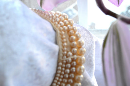 Vintage Mid-Century Glentex Multi-Strand Faux Pearl Collar Necklace