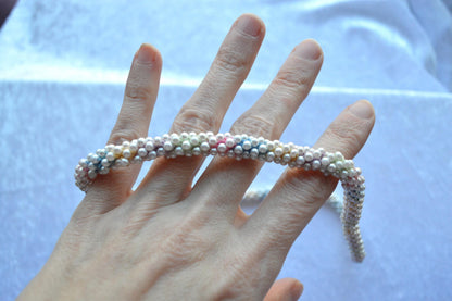 Vintage Pastel Rainbow Beaded Rope Necklace