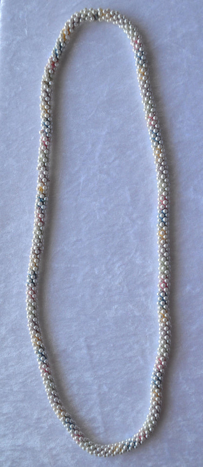 Vintage Pastel Rainbow Beaded Rope Necklace