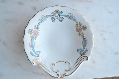 Haviland Porcelain Limoges Soap Dish with Stylebuilt Holywood Regency Gold Plated Leg Base