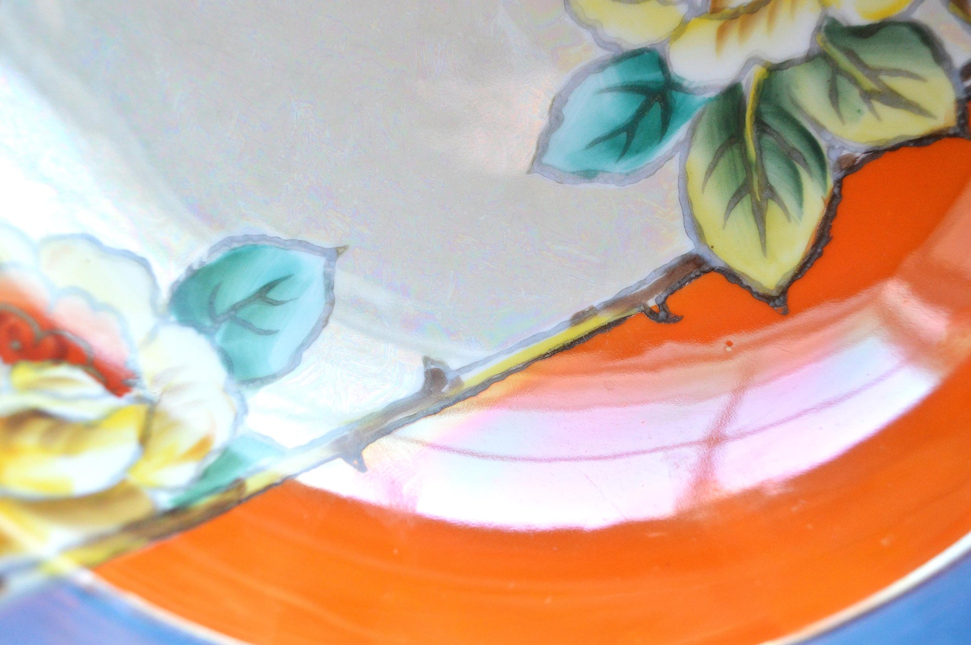 Antique Art Deco Noritake Hand-Painted Lusterware Serving Bowl – "Cherry Blossom" Mark (c. 1924-1940s)