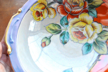 Antique Art Deco Noritake Hand-Painted Lusterware Serving Bowl – "Cherry Blossom" Mark (c. 1924-1940s)