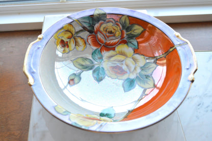 Antique Art Deco Noritake Hand-Painted Lusterware Serving Bowl – "Cherry Blossom" Mark (c. 1924-1940s)