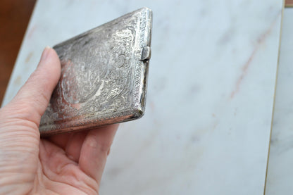 Antique Victorian Solid Silver Card Case/Wallet – Engraved Birds & Florals