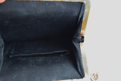 Vintage Black Suede Shoulder Bag with Gold Toned Chain and Trim