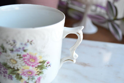 Antique Floral Munich Germany Munchner Kindl Porcelain Coffee Mug with Raised Embossing Detail