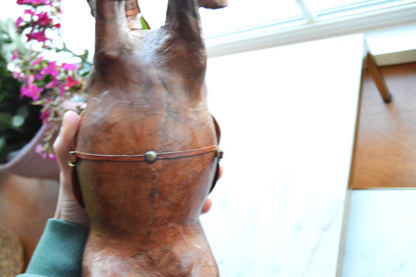 Antique Handmade Leather-Wrapped Rearing Horse Sculpture Figure, Equestrian Decor