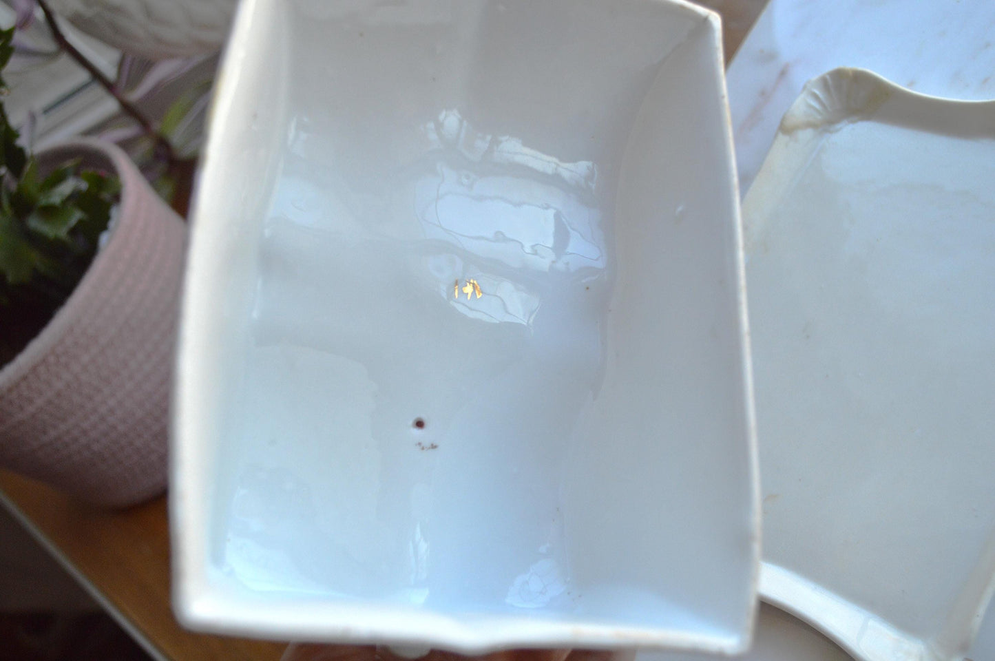 Antique Victorian Covered Cheese Dish Cloche, Handled Floral Design with Raised Pattern Detail
