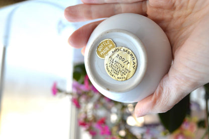 Vintage Holmspray Mid-Century Porcelain Perfume Bottle, T.J. Holmes, Chartley Mass., Gold Trim