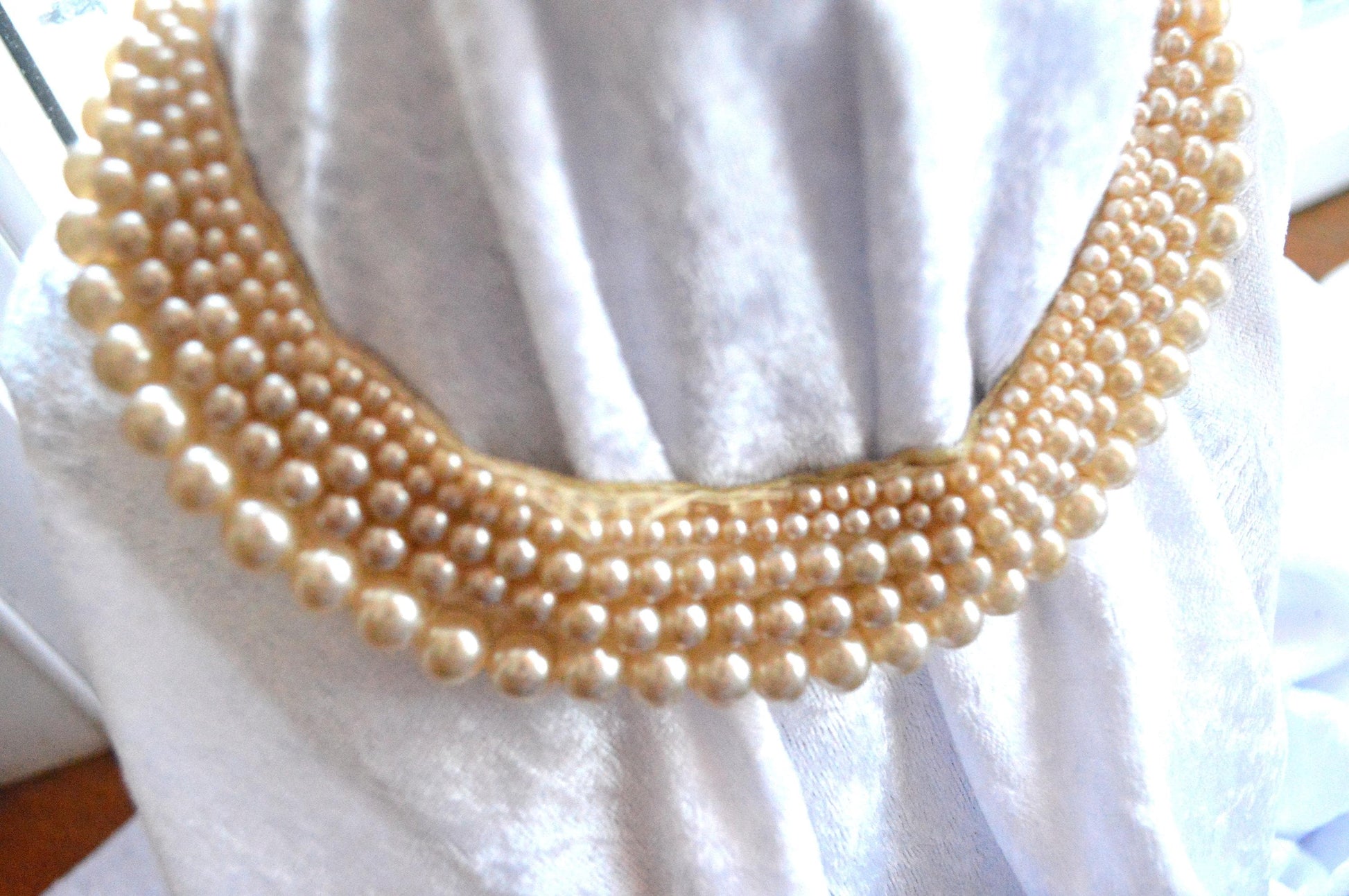 Vintage Mid-Century Glentex Multi-Strand Faux Pearl Collar Necklace