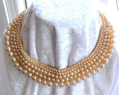 Vintage Mid-Century Glentex Multi-Strand Faux Pearl Collar Necklace