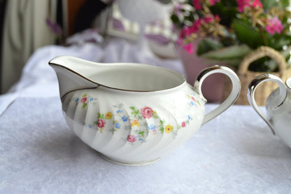 MCM Floral Embossed Swirl Creamer and Sugar Set