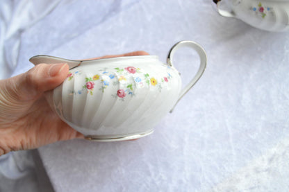 MCM Floral Embossed Swirl Creamer and Sugar Set
