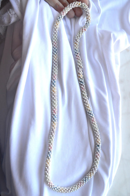 Vintage Pastel Rainbow Beaded Rope Necklace
