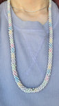 Vintage Pastel Rainbow Beaded Rope Necklace