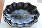 Vintage Japanese Black Glazed Redware Moriage Dish