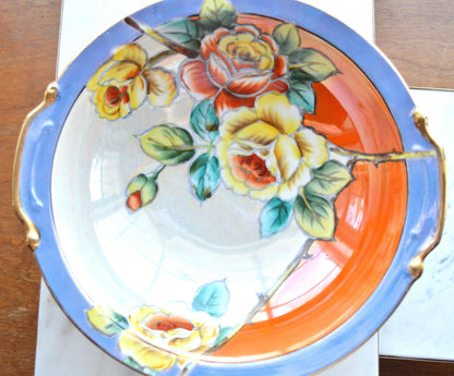 Antique Art Deco Noritake Hand-Painted Lusterware Serving Bowl – "Cherry Blossom" Mark (c. 1924-1940s)