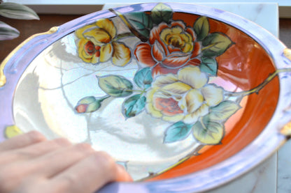 Antique Art Deco Noritake Hand-Painted Lusterware Serving Bowl – "Cherry Blossom" Mark (c. 1924-1940s)