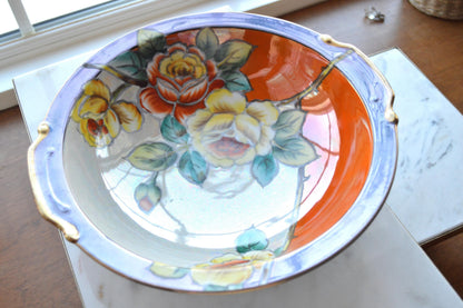Antique Art Deco Noritake Hand-Painted Lusterware Serving Bowl – "Cherry Blossom" Mark (c. 1924-1940s)